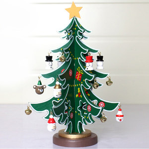 DIY 크리스마스 미니 트리 - 데스크 작은 소형 목각 우드 나무 원목 오너먼트 세트