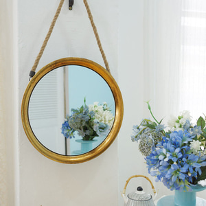 빈티지 골드 철제 원형 포인트 마끈 벽걸이 거울 1p 2size 35cm 39cm