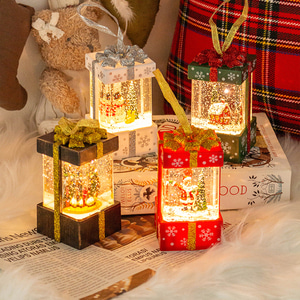 LED 크리스마스 미니 선물상 워터볼 오르골 3type 무드등 선물 탁상용 구유